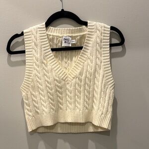 Princess Polly Cream Cable Knit V-Neck Sweater Vest